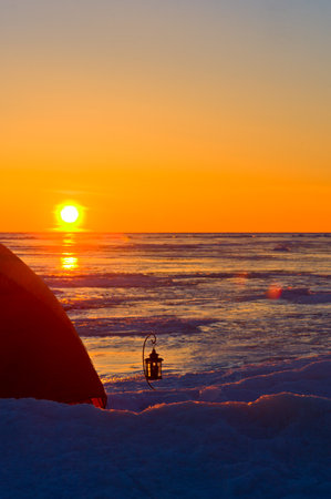 Camping in the wilderness &#65292;Huron  lakeの写真素材