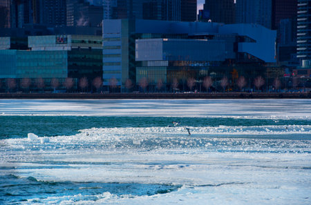 Winter in Toronto, Ontario ice meltingのeditorial素材