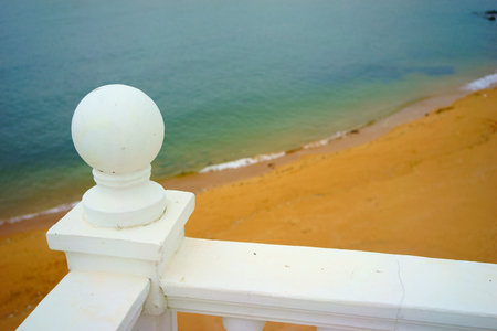 From the balcony to see the fishing villageの写真素材