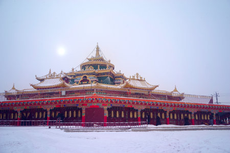 Top view at Larung Buddhist Academy Sichuan monastery Gar Chinaのeditorial素材