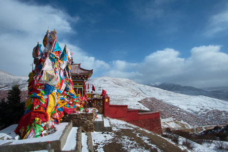 Top view at Larung Buddhist Academy Sichuan monastery Gar China