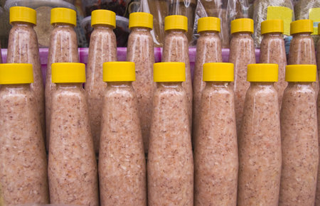 Malaysia Melacca small shrimp delicacy in the bottleの写真素材