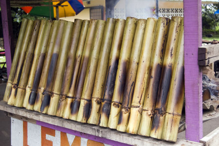 bamboo rice, a asia and Malaysia traditional local delicacyの写真素材