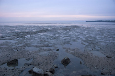 The low tide at the beach which located Malaysia, Straits of Melacca