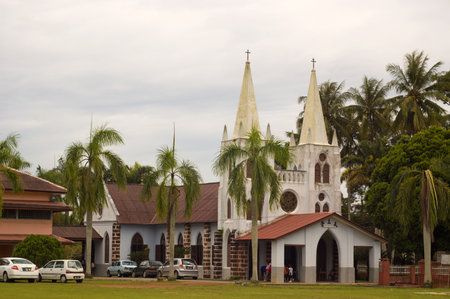Melacca, malaysia, November 6, 2011 - The old  pre-war catholic church at Ayer salakのeditorial素材