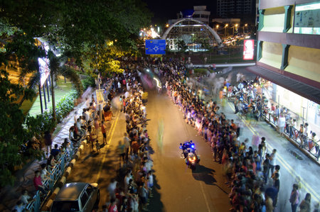 Johor, Malaysia - November 6, 2012 - the crowd waiting for the parade during the Nine Emperor God Festival Celebrationのeditorial素材