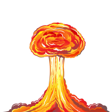 Nuclear explosion illustration isolated on white backgroundのイラスト素材