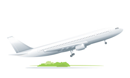 Passenger plane takes off from a runway, isolatedのイラスト素材