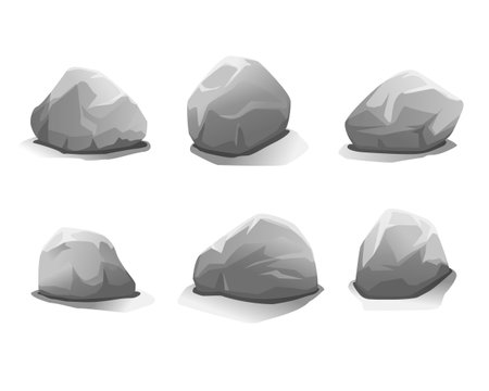 Set of six grey stonesのイラスト素材