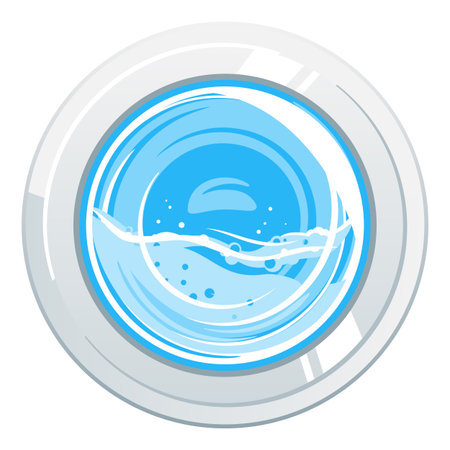 Washing machine door in front, isolated on whiteのイラスト素材