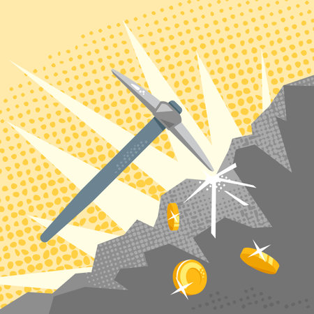 Mining Golden Coinsのイラスト素材