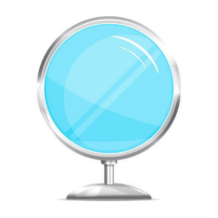 One round decorative mirror in front view on white background, mirror with a stand for makeup, eps10 with transpatentsのイラスト素材