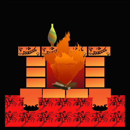The picture painted with a fireplaceのイラスト素材