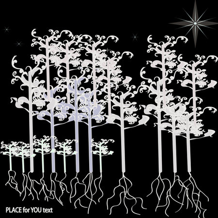 Black and white background with treesのイラスト素材