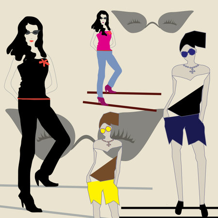 image with silhouettes of girlsのイラスト素材