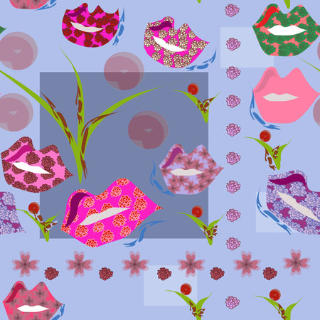 Female seamless background with lipsのイラスト素材