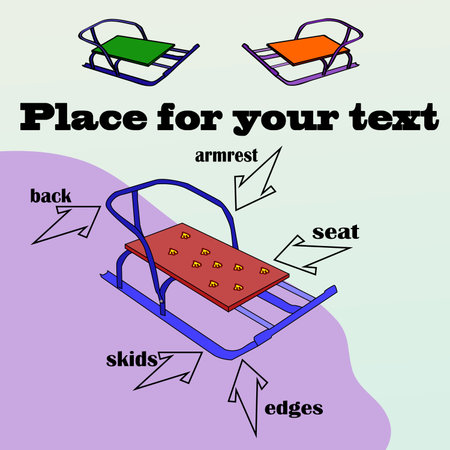 Childrens sledge with details  and your textのイラスト素材
