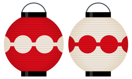 Red and white ball lanternsのイラスト素材