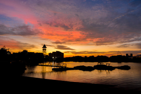 Pullman Putrajaya Lakeside in sunset time Putrajaya, Malaysiaの写真素材