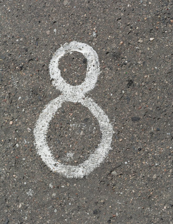 Hopscotch chalk white 8 numberの写真素材