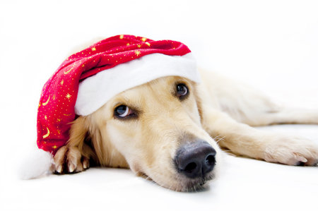 Santa's dogの写真素材