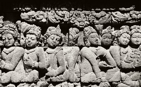 The carving of Borobudur templeの写真素材