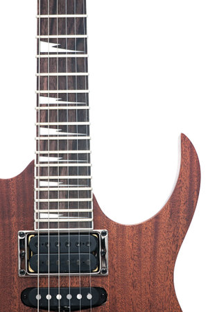 electric guitar fingerboard with sharktooth inlay の写真素材