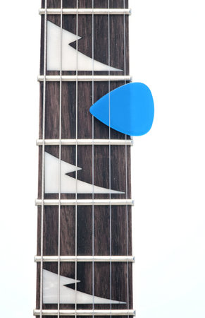 electric guitar fingerboard with sharktooth inlayの写真素材