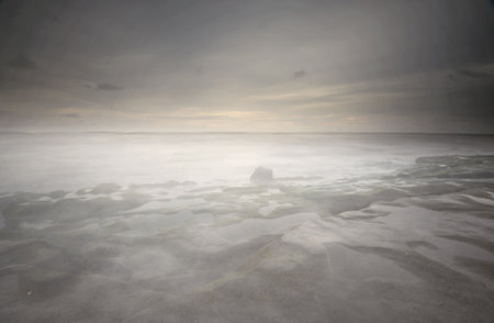 foggy beach long exposureの写真素材