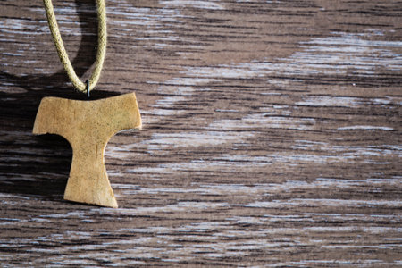 Wooden Tau pendantの写真素材