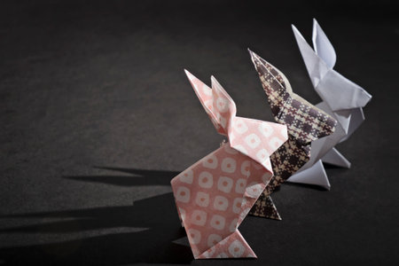 Origami rabbitsの写真素材