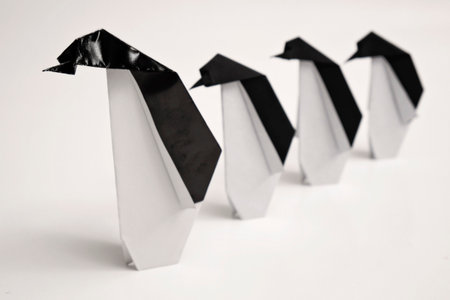 Origami penguinsの写真素材