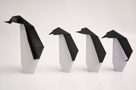 Origami penguinsの写真素材