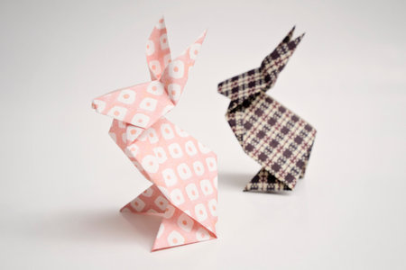 Rabbits origamiの写真素材