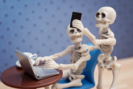 Selfie, Skeletons self portrait with his work colleague