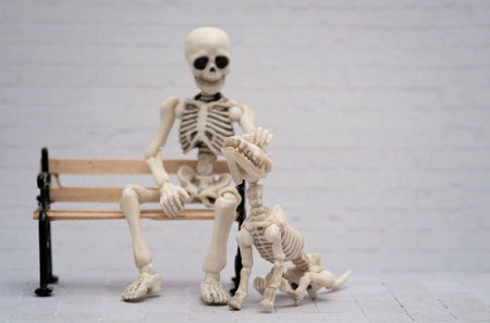 skeleton dog and skeleton masterの写真素材