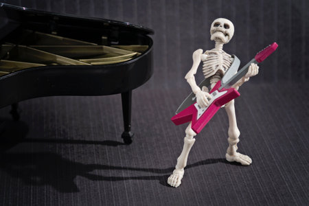 A Skeleton solo with his electric guitarの写真素材