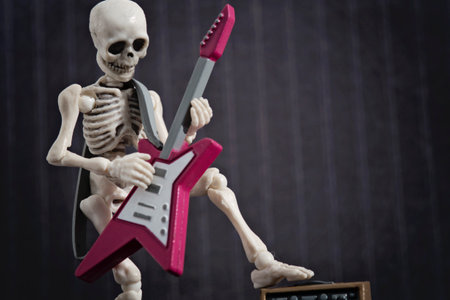 A Skeleton solo with his electric guitarの写真素材