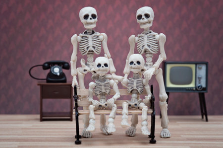 A vintage skeleton family portraitの写真素材