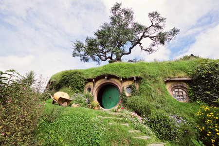 Hobbiton Village - The site created for filming Hollywood Movie THE HOBBIT and LORD OF THE RINGS.のeditorial素材
