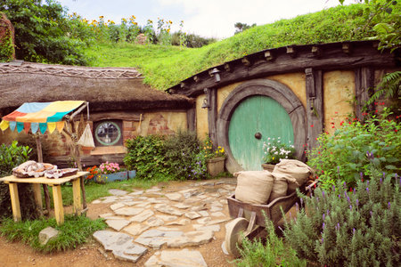 Hobbiton Village - The site created for filming Hollywood Movie THE HOBBIT and LORD OF THE RINGS.のeditorial素材