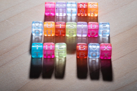 THINK OUTSIDE THE BOX, by colorful alphabet beadsの写真素材