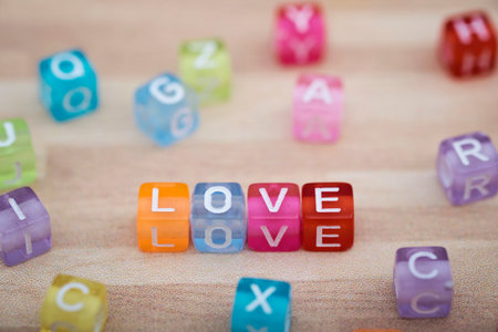 LOVE, by colorful alphabet beadsの写真素材