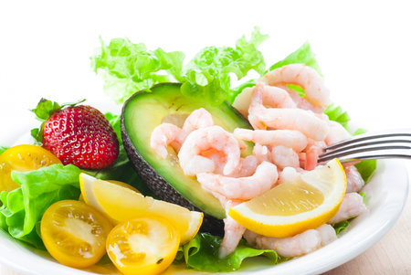Gluten and lactose free shrimp salad.の写真素材