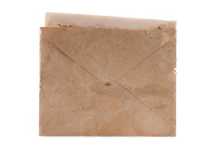 Old envelope with a letter inside.の写真素材