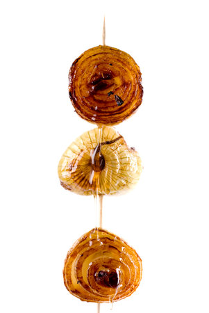 Grilled onion marinated in butter, olive oil and honey.の写真素材