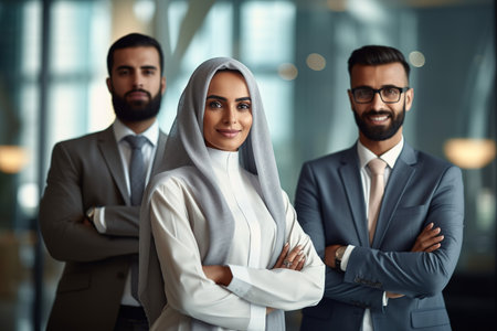 Group of diverse multi ethnic business people posing in modern office.の素材