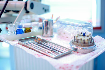 Dental tools use for dentist in the office or clinic.の写真素材