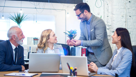 Group of business people on meeting in office