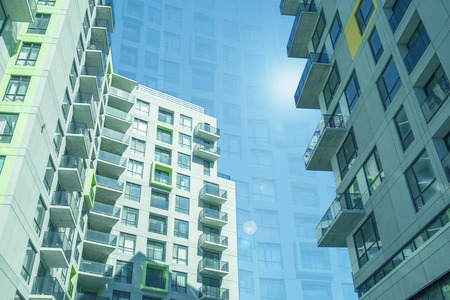 Modern business skyscraper, high-rise building, architecture raising to the sky, sunのeditorial素材